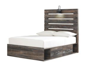Signature Design by Ashley® B211/87/84/50(2)/B100-12 Drystan - Full Panel Bed with 4 Side Drawers - Brown / Beige