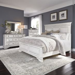 Liberty Furniture 520-BR-CPBDMC Liberty Furniture 520-BR-CPBDMC Abbey Park - 4 Piece Bedroom Set (California King Panel Bed, Dresser & Mirror, Chest) - Antique White