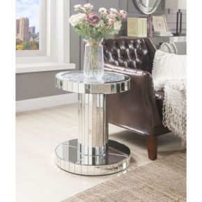 ACME 80302 Ornat - End Table - Mirrored & Faux Stones