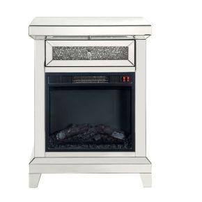 ACME 90866 Noralie - 24" Fireplace - Mirrored & Faux Diamonds