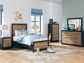 Signature Design by Ashley® B2073/31/36/46/53/83/92(2) Vertani - Black - 7 Pc. - Dresser, Mirror, Chest, Twin Panel Bed, 2 Nightstands