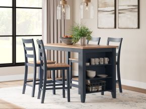Signature Design by Ashley® D399/13/124(2) Gesthaven - Natural / Blue - 5 Pc. - Rectangular Dining Room Counter Table, 4 Barstools