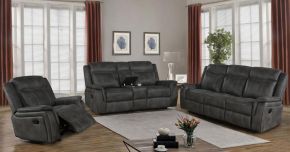 CoasterEveryday 603504-S3 Lawrence - 3 Piece Upholstered Reclining Sofa Set - Charcoal
