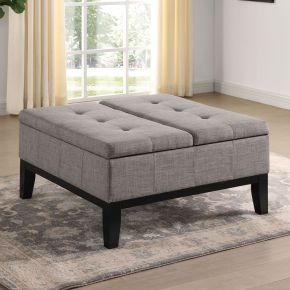 Furniture of America CM-AC365LG Fazio - Storage Ottoman - Light Gray