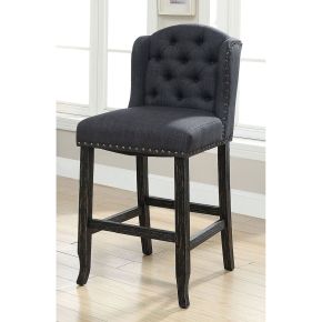 Furniture of America CM3324BK-GY-BCW-2PK Sania - Bar Height Wingback Chair (Set of 2) - Antique Black / Gray