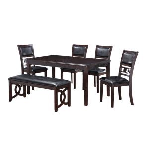 New Classic 40-1701E-D4CB Gia - 6 Piece Dining Table & 4 Chairs & Bench - Ebony