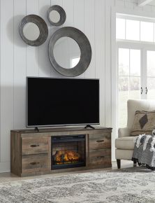 Ashley Furniture EW0446W8 Trinell - TV Stand With Electric Fireplace - Brown