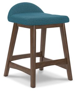 Signature Design by Ashley® D615-324 Lyncott - Upholstered Barstool (Set of 2) - Blue / Brown