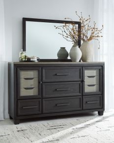 Signature Design by Ashley® B989/31/36 Foyland - Black / Brown - Dresser, Mirror