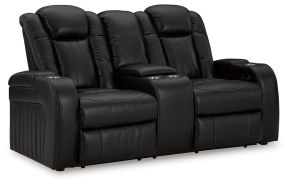 Signature Design by Ashley® 9070318 Caveman Den - Midnight - Power Reclining Loveseat With Console/ Adj Hdrst