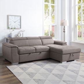 ACME 55535 Haruko - Sectional Sofa With Storage - Light Brown Fabric