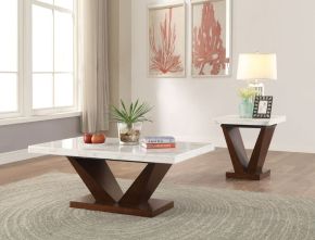 ACME 83335 Forbes - Coffee Table - White Marble & Walnut