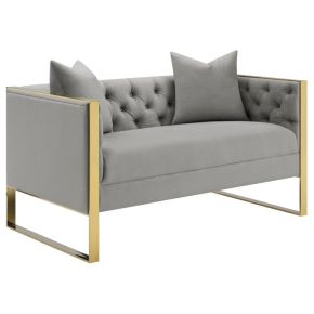 CoasterElevations 509112 Eastbrook - Velvet Upholstered Tufted Loveseat - Gray