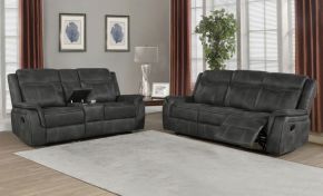CoasterEveryday 603504-S2 Lawrence - 2 Piece Upholstered Reclining Sofa Set - Charcoal