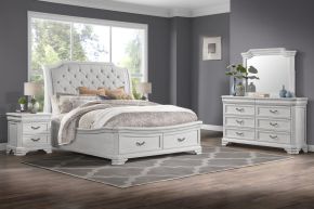 New Classic 00-493W-35N Lyndhurst - 5/0 Queen 5 Piece Bedroom Set (Bed, Dresser, Mirror, 2 Nightstands) - White