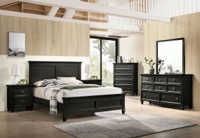 New Classic 02-044B-36N Tamarack - 5/0 Queen 6 Piece Bedroom Set (Bed & Dresser & Mirror & Chest & 2 Nightstands) Black - Black