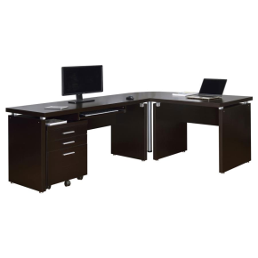 CoasterEveryday 800891-S4 Skylar - L-Shape Desk With Mobile File Cabinet - Cappuccino