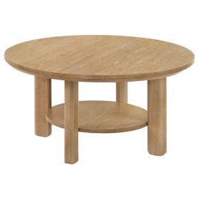 Coaster Fine Furniture 706298 Ottowa - 36" Round Wood Cocktail Coffee Table Washed - Light Oak