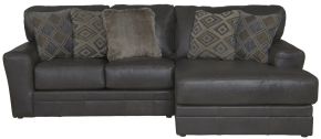 Jackson 4378/46/76-28 Denali - 2 Piece Italian Leather Match Sofa Chaise With Right Side Facing Chaise - Steel