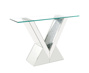 ACME 90670 Noralie - Accent Table - Clear Glass, Mirrored & Faux Diamonds - 32"