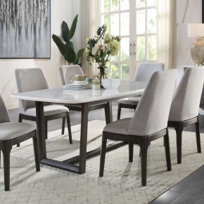 ACME DN00059 Madan - Dining Table With Marble Top - Marble Top & Weathered Gray