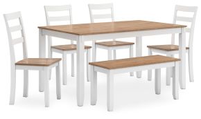 Signature Design by Ashley® D398-325 Gesthaven - Dining Room Table Set (Set of 6) - Natural / White