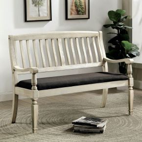 Furniture of America CM3089LV Georgia - Loveseat Bench - Antique White / Gray