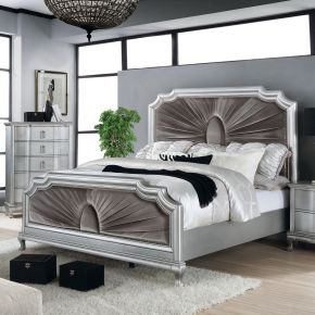 Furniture of America CM7864EK-BED Aalok - Eastern King Bed - Silver / Warm Gray