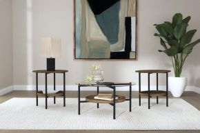 Coaster Fine Furniture 721618-S3 Delfin - 3 Piece Round Coffee And End Table Set - Brown