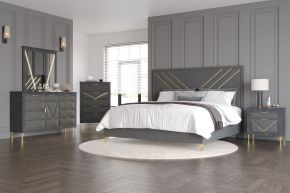 New Classic 00-B1826-15C New Classic 00-B1826-15C Symmetry - Eastern King 5 Piece Bedroom Set (Bed, Dresser, Mirror, Chest, Nighstand) - Gray