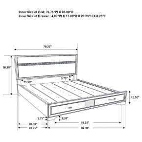 CoasterEveryday 205111KWB2 Miranda - California King Side Rails, Slats & Panel, Box 2 of 3 - White