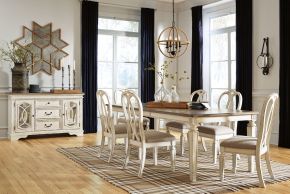 Signature Design by Ashley® D743/45/02(6) Realyn - 7 Pc. - Extension Table, 6 Ribbon Backed Side Chairs - White