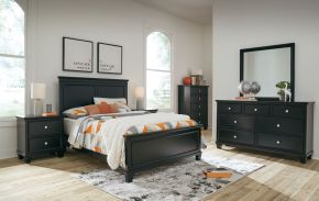 Signature Design by Ashley® B687/31/36/84/86/87 Lanolee - 5 Pc. - Dresser, Mirror, Full Panel Bed - Black