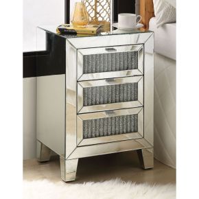 ACME 97650 Noralie - 26" Accent Table - Mirrored & Faux Diamonds