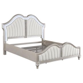 CoasterElevations 223391Q Evangeline - Tufted Upholstered Platform Queen Bed - Ivory And Silver Oak