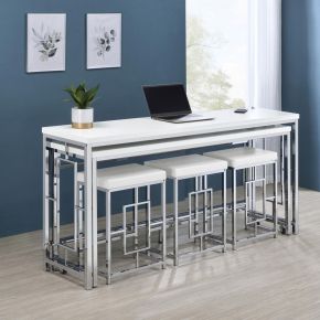 Coaster Fine Furniture 182715 Jackson - 5 Piece Multipurpose Counter Height Table Set - White