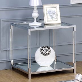Furniture of America CM4153E Ludvig - End Table - Chrome / Clear