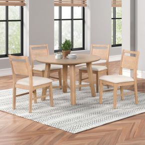 New Classic D4103N-51S Sable Crest - 5 Piece Round Dining Table & 4 Chairs - Natural