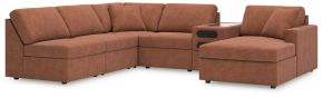 Signature Design by Ashley® 92102S25 Modmax - 6-Piece Sectional With Raf Corner Chaise And Audio System Console - Spice