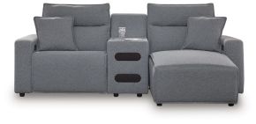 Signature Design by Ashley® 65906S5 Modmax II - 3-Piece Power Reclining Sectional With RAF Press Back Power Chaise And Audio Console - Salt And Pepper