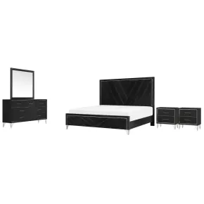 New Classic 00-B1891-35N New Classic 00-B1891-35N Ava - 5/0 Queen 5 Piece Bedroom Set (Bed, Dresser, Mirror, 2 Nightstands) - Black