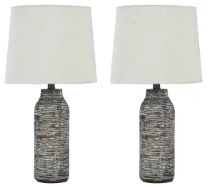 Ashley Furniture L235584 Mahima - Paper Table Lamp (Set of 2) - Black / White