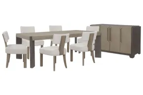 Pulaski Furniture P402240-KIT18 Pulaski Furniture P402240-KIT18 Anderson Park - Leg Dining Table With 6 Klismos Dining Chairs And Sideboard - Moose Trail / Frontier Brown