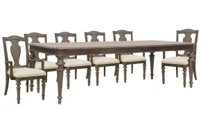 Pulaski Furniture P412240-KIT11 Pulaski Furniture P412240-KIT11 Saddle Creek - Extendable Leg Dining Table With 6 Wood Back Arm Chairs - Timber Brown
