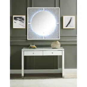 ACME 97592 Noralie - Accent Mirror With LED - Mirrored, Faux Diamonds