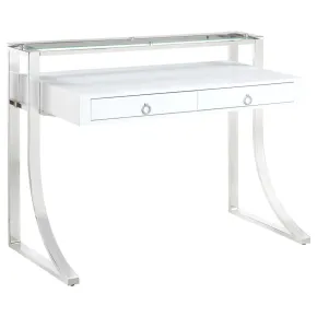 CoasterEssence 802141 Gemma - 2-Drawer Writing Desk - White High Gloss