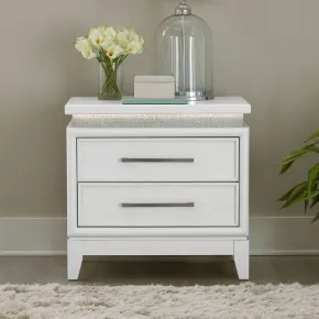 Liberty Furniture 781-BR61 Reflections - Nightstand With Lights and Charging Station - Pearl White