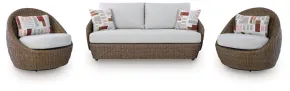 Ashley Furniture PCP503-070 Double Point - Loveseat, Swivel Chairs Set (Set of 3) - Beige