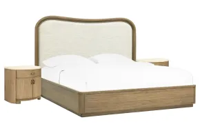 Pulaski Furniture BP432-180KGC-KIT11 Pulaski Furniture BP432-180KGC-KIT11 Leeza - California King Upholstered Panel Bed With 2 Bachelor Chests - Brown