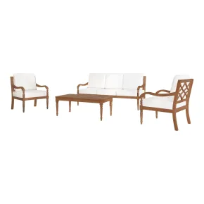 New Classic 60-841-4P New Classic 60-841-4P Savannah - 4 Piece Set (Sofa & 2 Chairs & Coffee Table) - White Linen